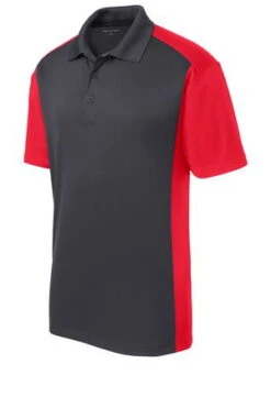 Sport-Tek Mens Colorblock Micropique Sport-Wick Polo Grey/Red -Best Bowling Store 525b89f9 3e7d 4810 90e7 2ad2747c24f8