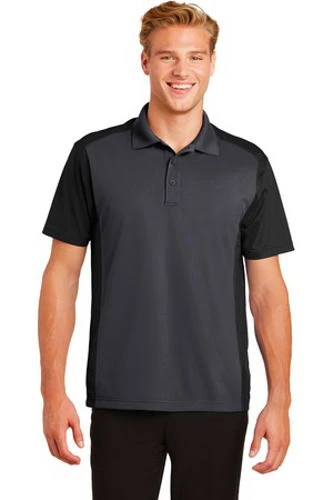 Sport-Tek Mens Colorblock Micropique Sport-Wick Polo Grey/Black 4 Sport-Tek Mens Colorblock Micropique Sport-Wick Polo Grey/Black - Image 2