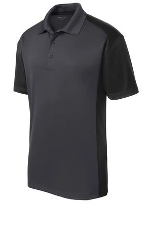Sport-Tek Mens Colorblock Micropique Sport-Wick Polo Grey/Black