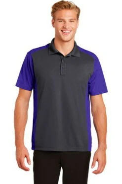 Sport-Tek Mens Colorblock Micropique Sport-Wick Polo Grey/Purple -Best Bowling Store c041f4f3 be23 4e19 bf09 91cc231022f6