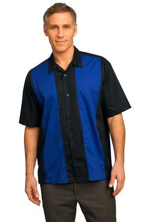 Port Authority Retro Camp Shirt Black/Blue 3 Port Authority Retro Camp Shirt Black/Blue